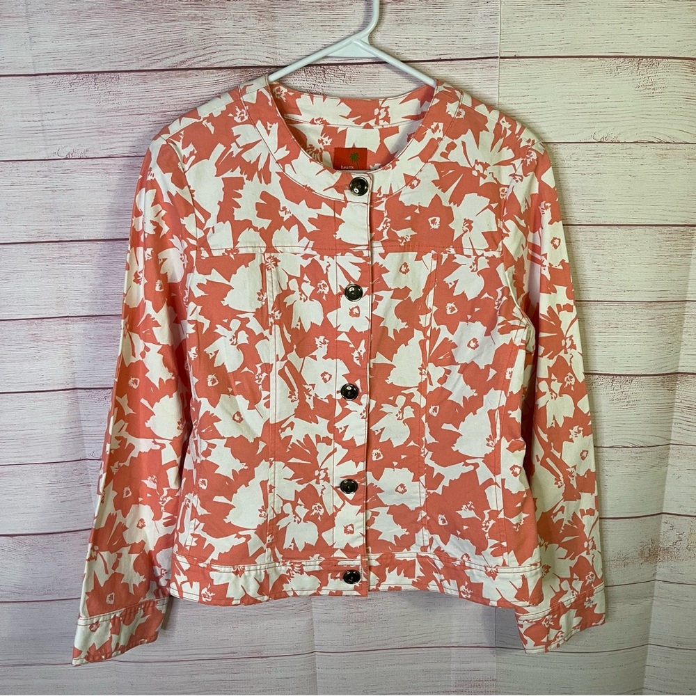 Hearts‎ of Palm Floral Pattern Denim Jacket Size 10